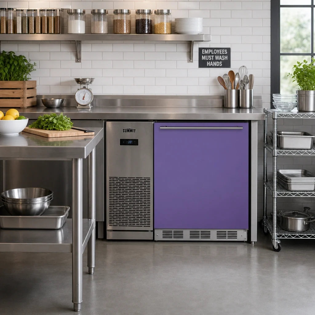 Summit Appliance 24-Inch ADA Height Undercounter Refrigerator-Freezer with Lavender Purple Door, 5.1 Cu. Ft.