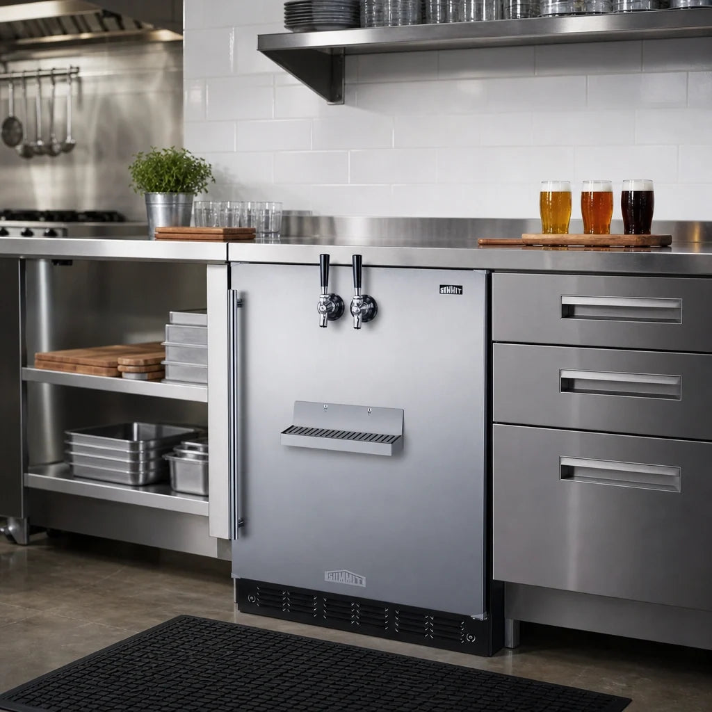 Summit Commercial Summit Appliance SBC7BRSFRTPADA 24-Inch ADA Built-In Front-Tap Beer Kegerator, Dual Tap, Stainless Steel