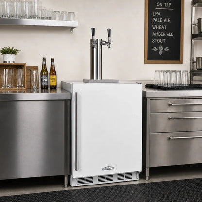 Summit Commercial Summit Appliance SBC58WHBIADA ADA-Height Dual Tap Beer Dispenser, White, Holds 2 Sixth-Barrel Kegs