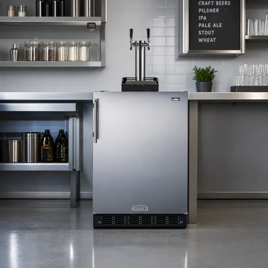 Summit Commercial Summit Appliance SBC7BRSFLTWADA Built-In Dual-Tap Beer Kegerator, ADA-Height, Floating Tap, Stainless Steel Door