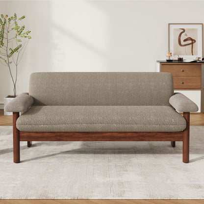 Fabric Loveseat Sofa with Armrest Pillows - Beige, Green, or Dark Brown