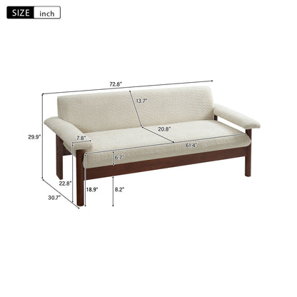 Fabric Loveseat Sofa with Armrest Pillows - Beige, Green, or Dark Brown