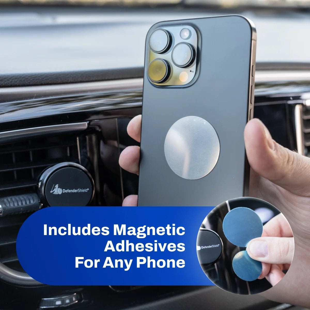 Magnetic Car Phone Mount — Air Vent Clip with 360° Swivel
