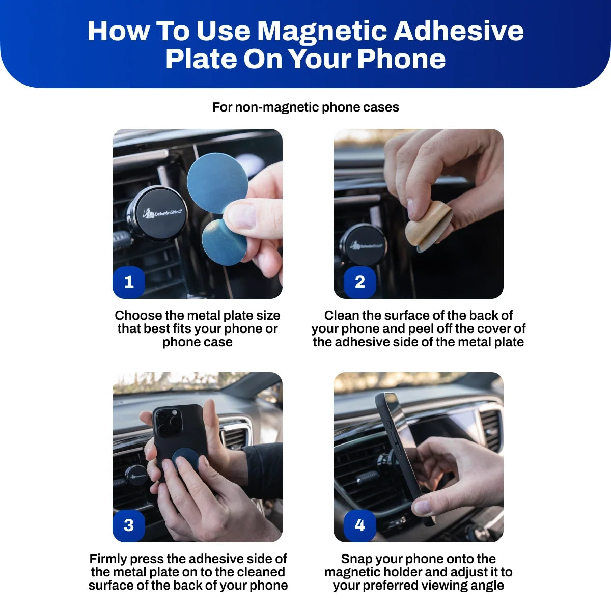 Magnetic Car Phone Mount — Air Vent Clip with 360° Swivel