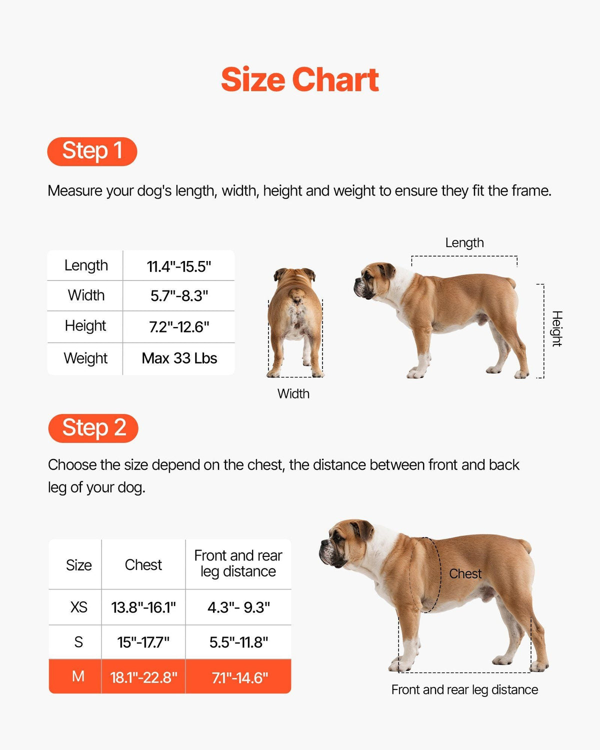 VEVOR Dog Wheelchair for Back Legs, Adjustable 2 Wheels Pet Wheelchair, Lightweight Dog Cart with Shock-Absorbing Wheels, Mobility Support Wheel Chair for Disabled Injured Dogs up to 33lbs, Medium