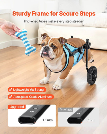 VEVOR Dog Wheelchair for Back Legs, Adjustable 2 Wheels Pet Wheelchair, Lightweight Dog Cart with Shock-Absorbing Wheels, Mobility Support Wheel Chair for Disabled Injured Dogs up to 33lbs, Medium