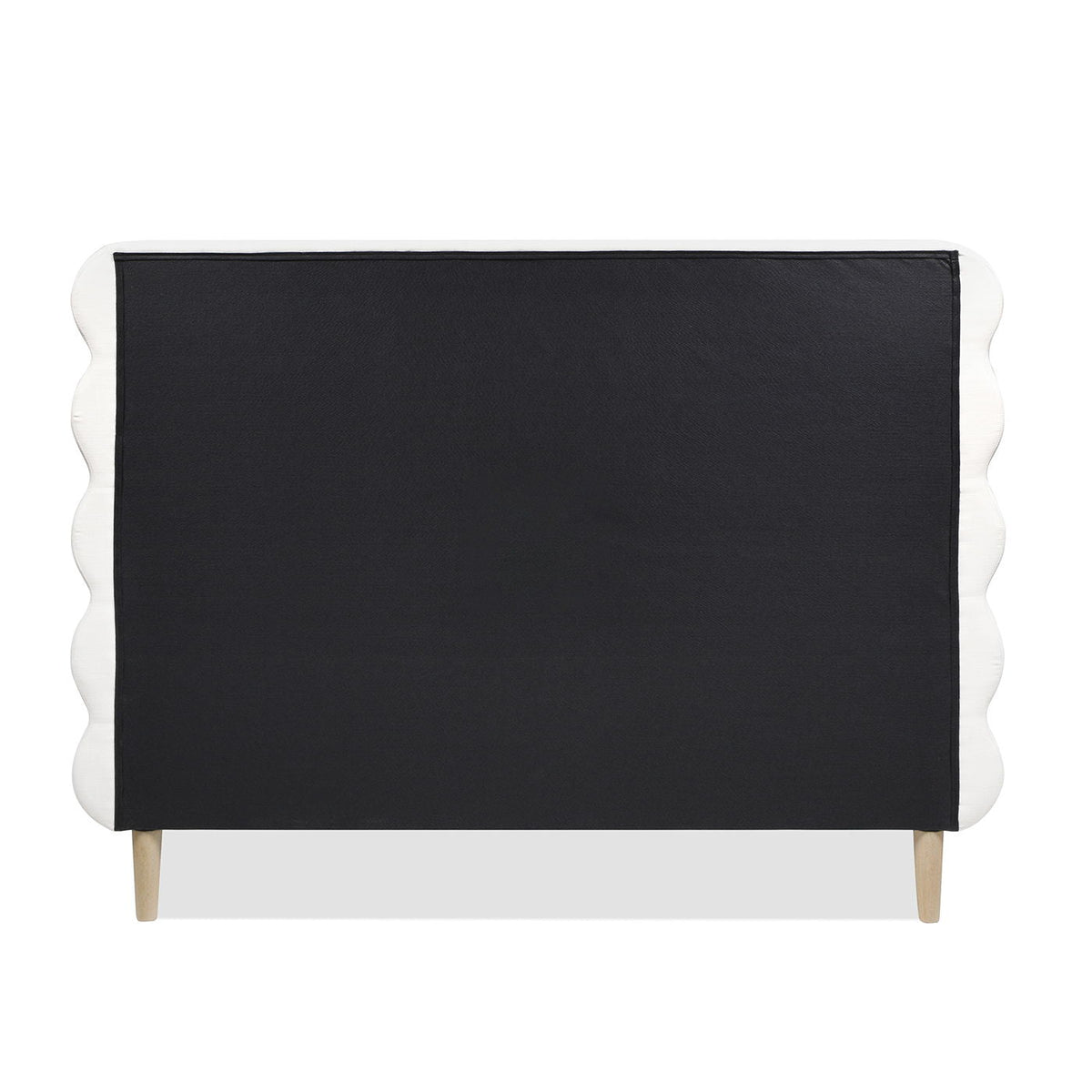 Modern Wavy Headboard Platform Bed with Upholstered Frame - White or Dark Green