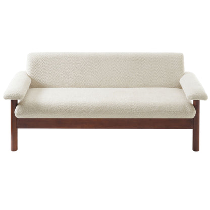 Fabric Loveseat Sofa with Armrest Pillows - Beige, Green, or Dark Brown