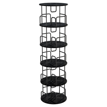 Rotating Bookshelf Tower 5 Tier Spinning 360 Degree Revolving Storage Shelf - Wood & Iron