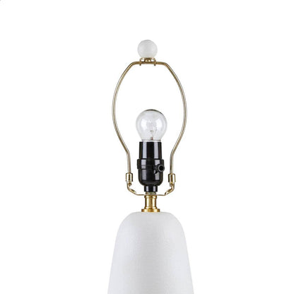 Textured Ceramic Table Lamp with Fluted Fabric Shade - White