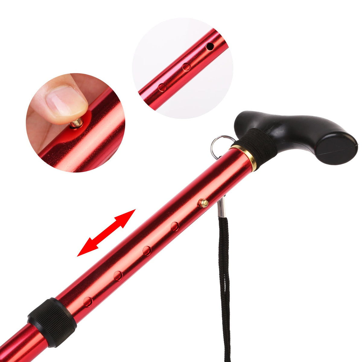 Walking Cane Aluminum Alloy Walking Stick Adjustable Folding Travel Hiking Stick Anti-Slip
