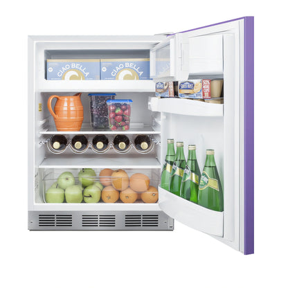 Summit Appliance 24-Inch ADA Height Undercounter Refrigerator-Freezer with Lavender Purple Door, 5.1 Cu. Ft.