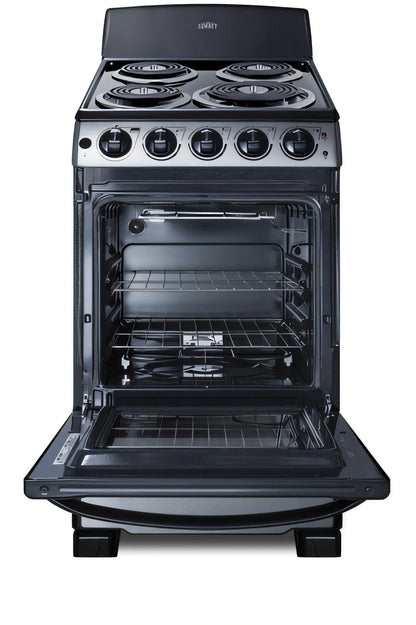 Summit Commercial Summit Appliance PROEL20SS 20-Inch Freestanding Electric Coil Range, 2.3 Cu. Ft. Oven, Stainless Steel Door