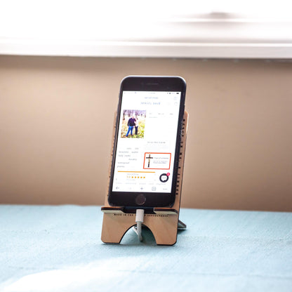 Wooden Jesus Prayer Phone Stand | Laser‑Engraved Baltic Birch | Made in USA | Christian Gift, Traditional Prayer Stand, Desktop Devotion
