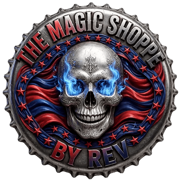 The Magic Shoppe by Rev animated bottle-cap logo