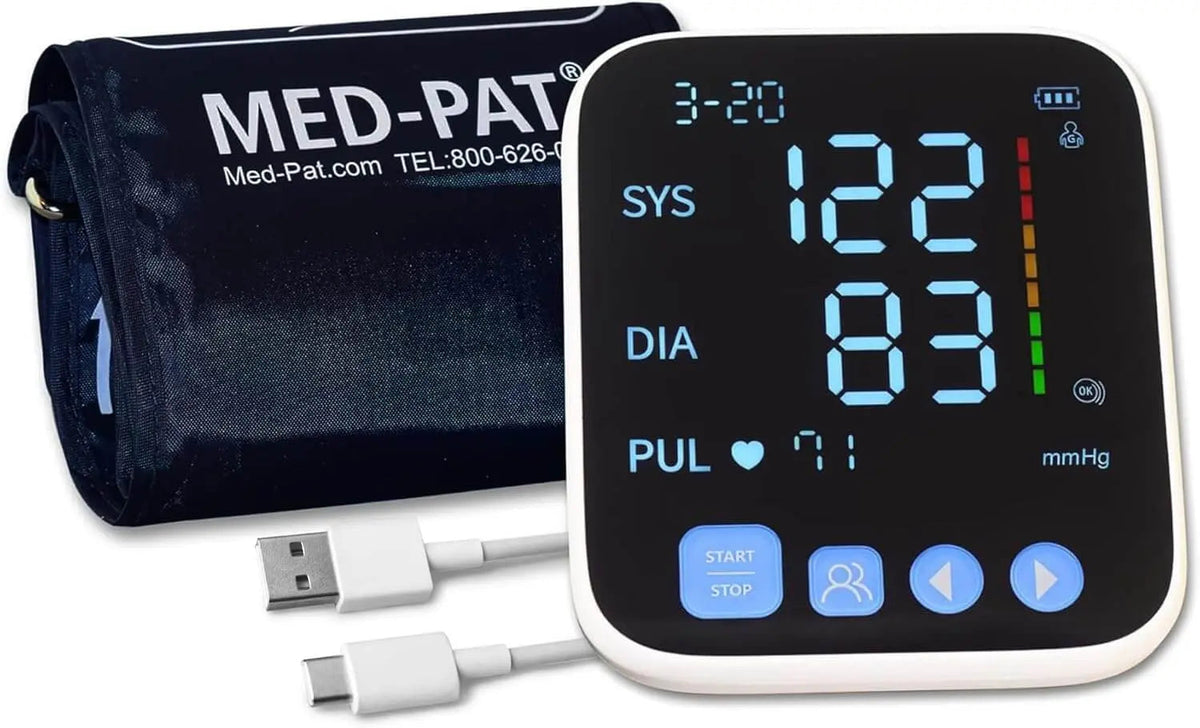 Med-Pat BP-S Arm Blood Pressure Monitor – FDA Cleared, Easy-to-Read Display & One-Touch Operation