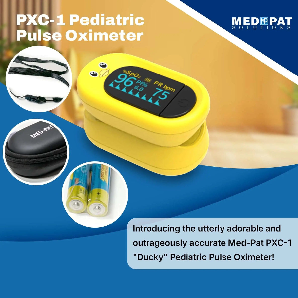 Med-Pat Ducky PXC-1 Pulse Oximeter | SpO2 & Pulse Display