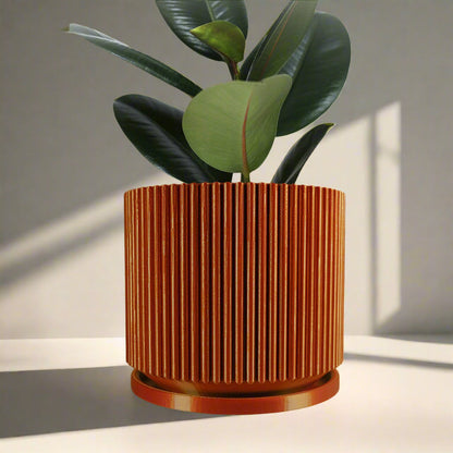 Mid-Century Ribbed Planter