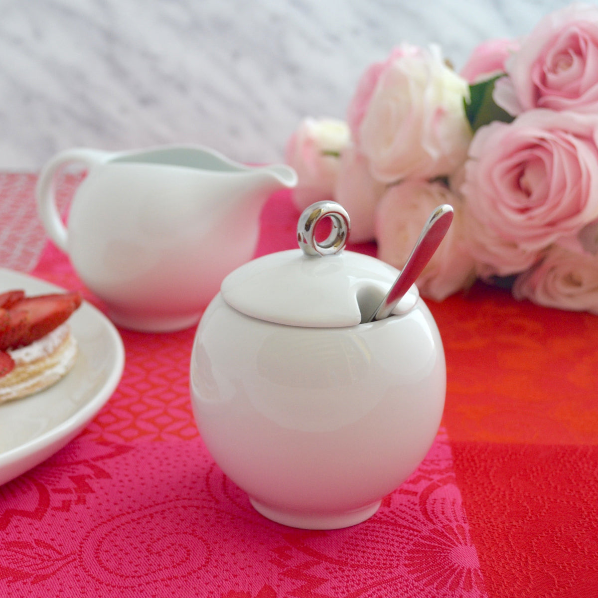 Eva Sugar Bowl & Creamer - White