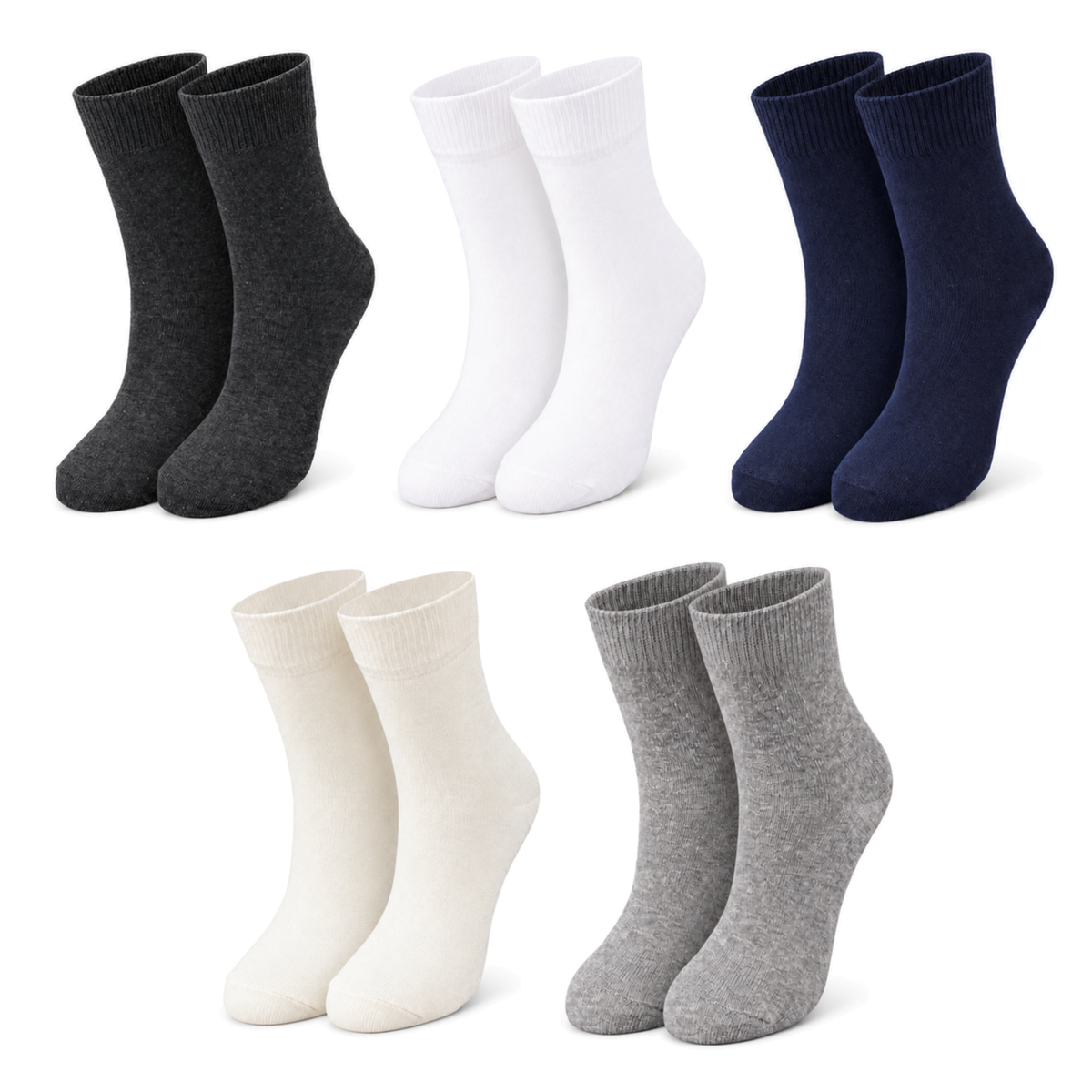 tittimitti® Kids’ 98% Organic Cotton Crew Socks 5-Pack – Ages 1–12, School Socks