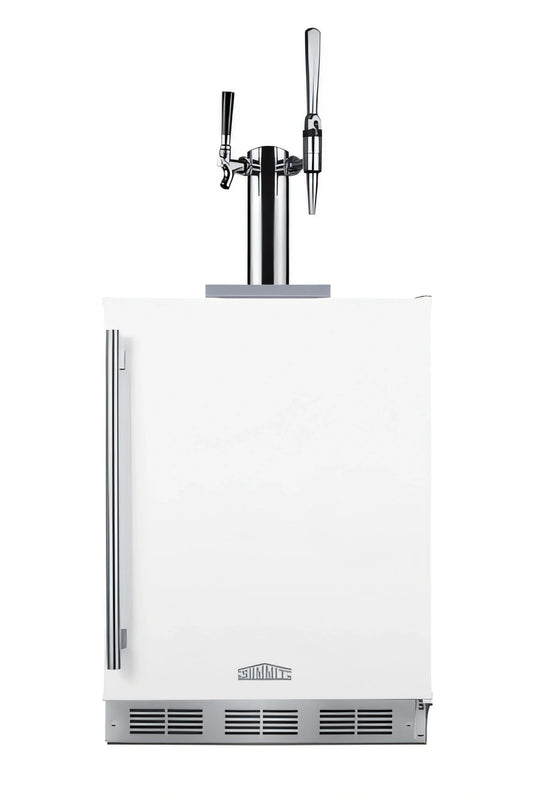 Summit Appliance 24-Inch Wide ADA-Height Coffee Kegerator with Dual Tap Tower, Flat and Nitro Dispense, White