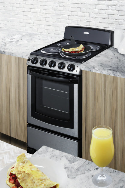 Summit Commercial Summit Appliance PROEL20SS 20-Inch Freestanding Electric Coil Range, 2.3 Cu. Ft. Oven, Stainless Steel Door