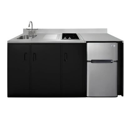 Summit Commercial Summit Appliance CK72ADASINKL ADA Counter-Height Kitchenette with 2-Burner Cooktop, Sink & 3.2 cu. ft. Refrigerator-Freezer