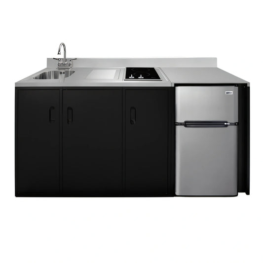 Summit Commercial Summit Appliance CK72ADASINKL ADA Counter-Height Kitchenette with 2-Burner Cooktop, Sink & 3.2 cu. ft. Refrigerator-Freezer