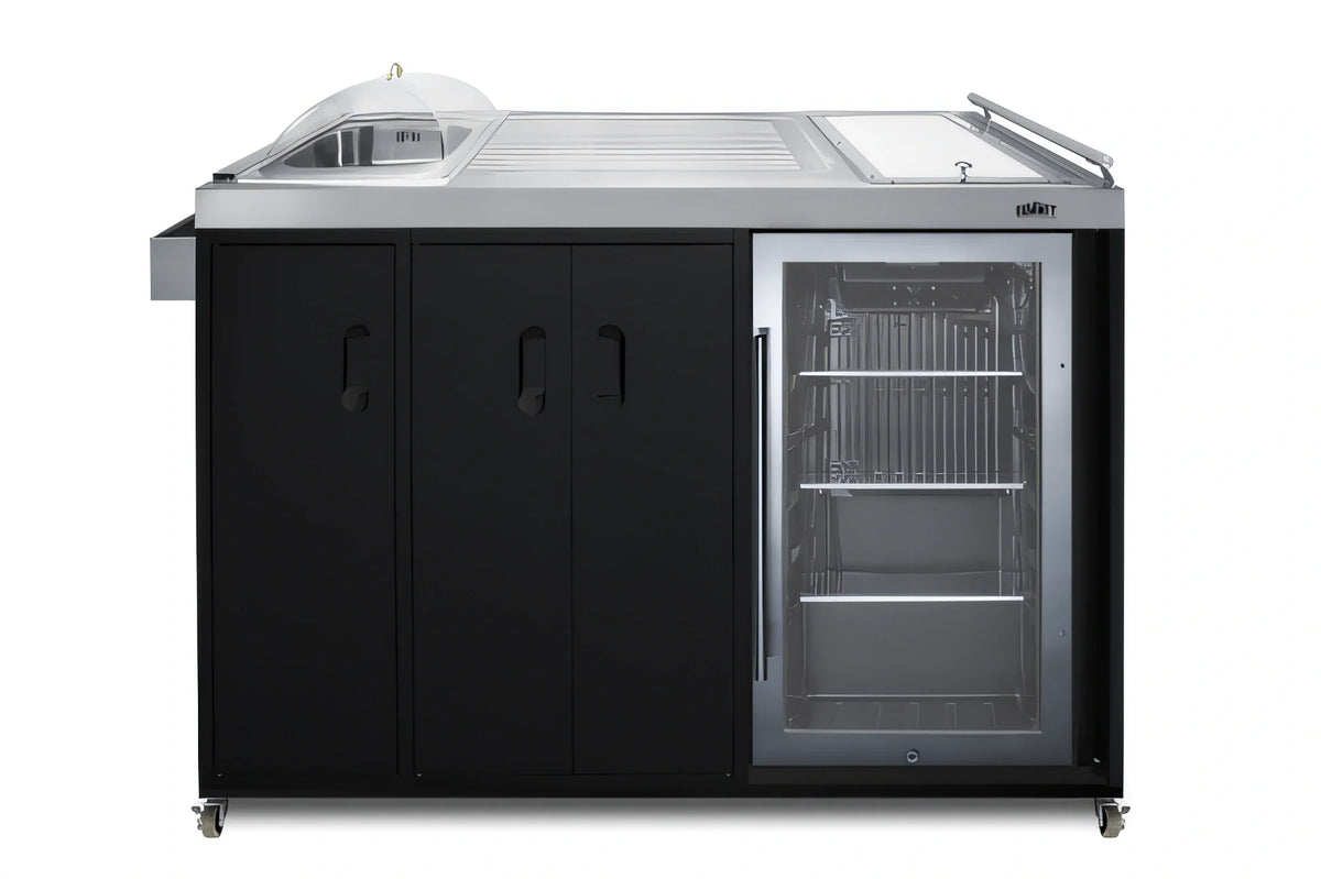Summit Commercial Summit Appliance CARTOS54LG Portable Outdoor Kitchenette with Glass Door Refrigerator, Sink & Stainless Steel Countertop