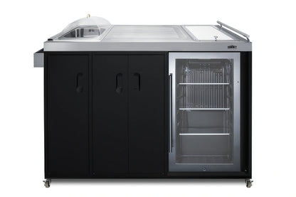 Summit Commercial Summit Appliance CARTOS54LG Portable Outdoor Kitchenette with Glass Door Refrigerator, Sink & Stainless Steel Countertop