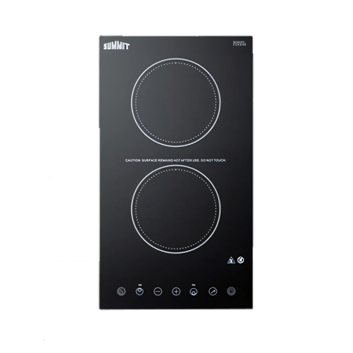 Summit Commercial CR2B15T1B 2-Burner Radiant Electric Built-In Cooktop, 1,200W Burners, Black Ceramic Glass, Digital Touch Controls
