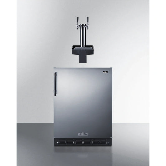 Summit Commercial Summit Appliance SBC7BRSFLTWADA Built-In Dual-Tap Beer Kegerator, ADA-Height, Floating Tap, Stainless Steel Door