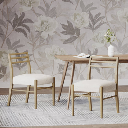 Pinnacle Dining Chair Set of 2 with Upholstered Seat - Beige or Grey
