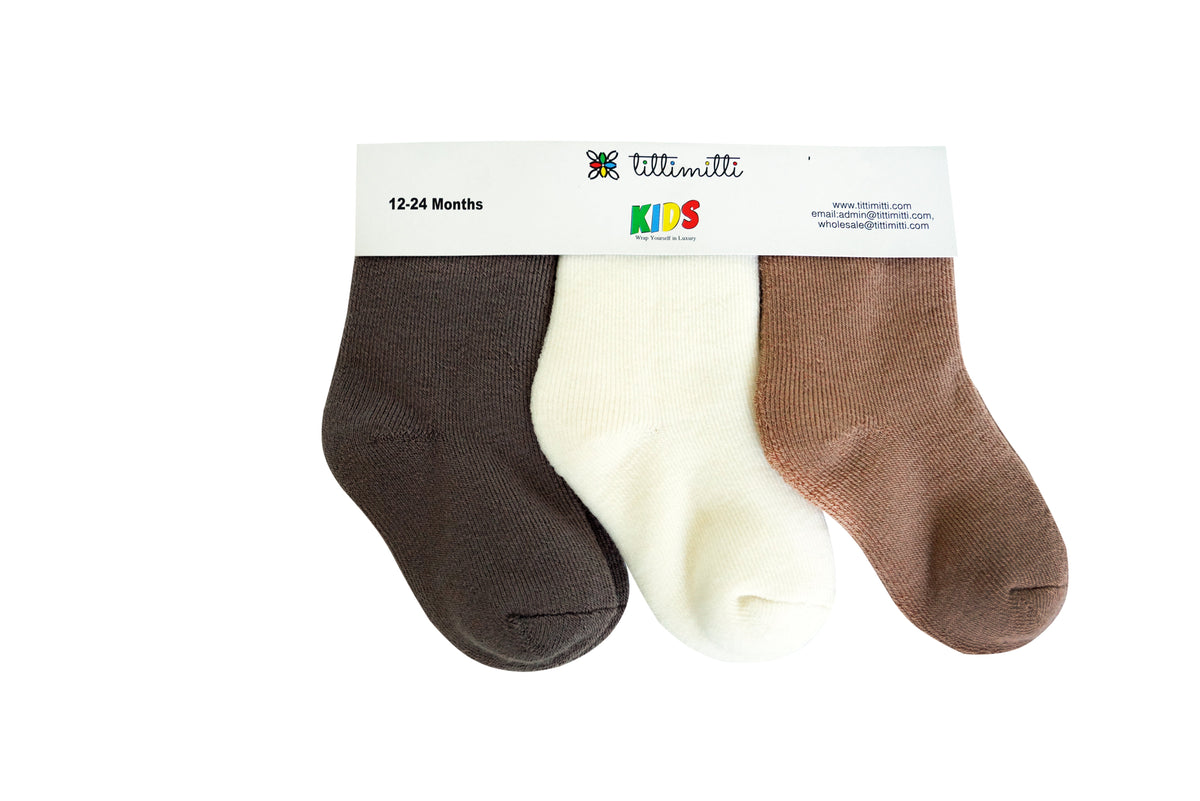 tittimitti® Baby & Toddler 75% Merino Wool Terry Socks 3-Pack – Ages 3–24 Months